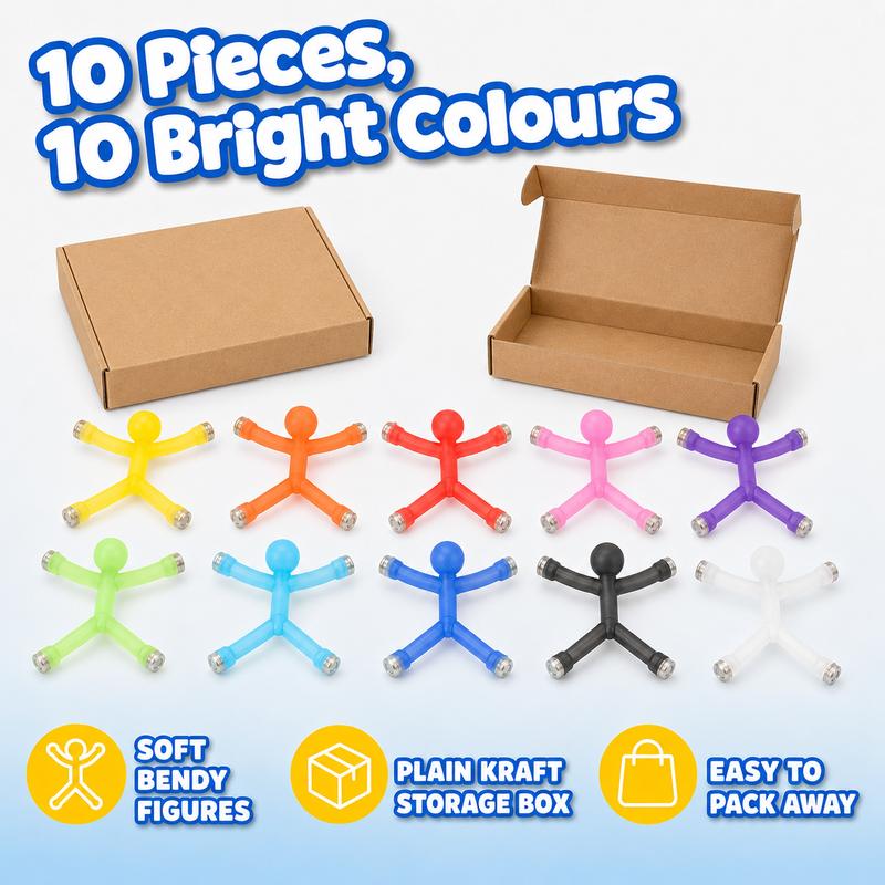 Magnetic Fidget Toys  - 10-Pack Bright Solid Colors BPA-Free Sensory Building Fridge Kids Toys, Anxiety Fidgets, Relaxation, Mini Gifts, Sensory Products, Birthday Party Favors