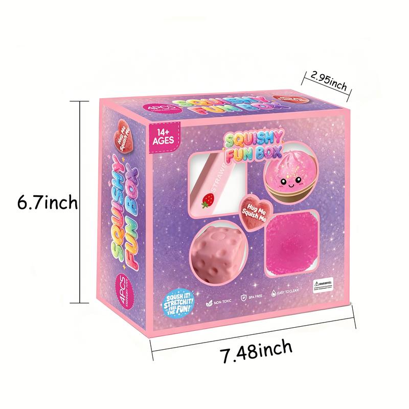 4-Pack Soft Squishy Toys, Mixed Slow & Fast Rebound Silicone Toys, Assorted Styles