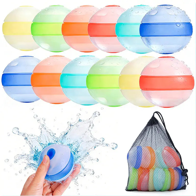 [Heatwave Essential]6pcs/12pcs/30pcs Reusable Silicone Water Balloons Set, # Silicone Mesh Water Ball Toy Quick Fill Splash Balls for Summer Heatwave, Outdoor Family Games, Pool Party and Beach Fun # water balloon