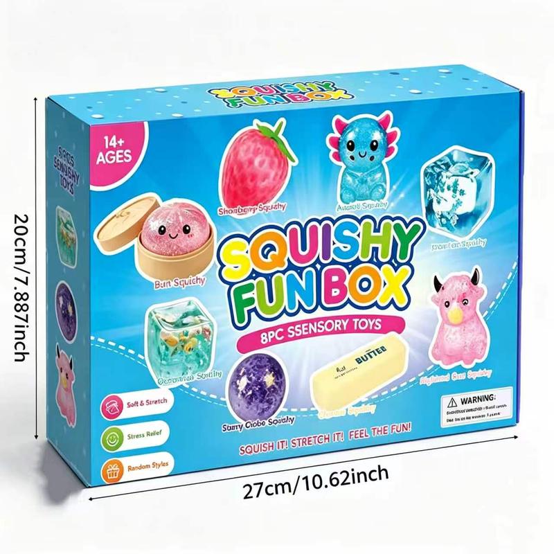 8-piece Squishy Set– Kawaii Stress Relief Fidget Toys, Malt Sugar Squishies