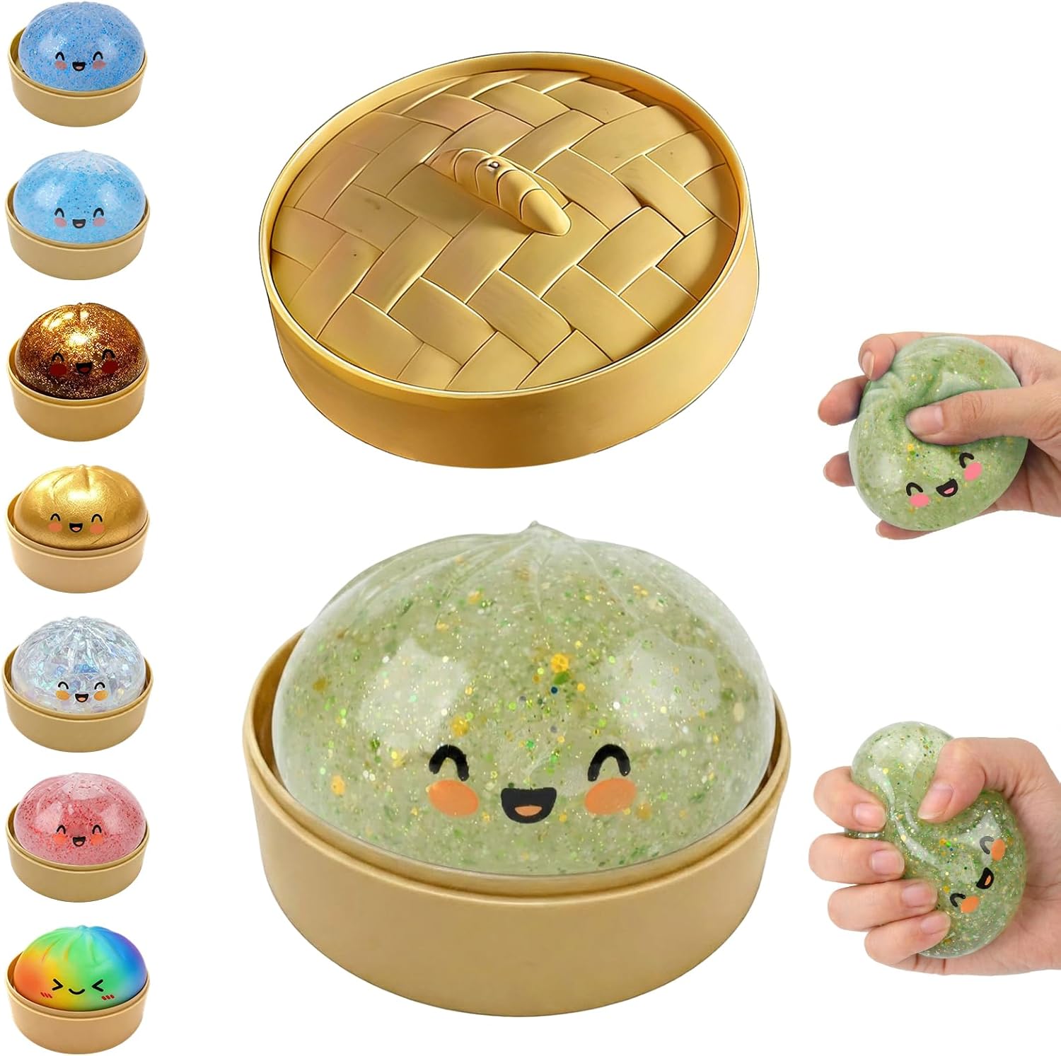 Glitter Dumpling Squishy with Steamer Box
