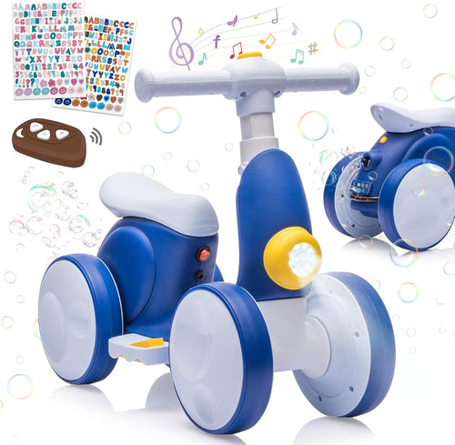 4-in-1 Electric Balance Bike & Stunt Scooter for Kids 12-48 Months – with Bubble Machine, Music, LED Lights – Baby Toy Gift for 1-Year-Old Boys & Girls