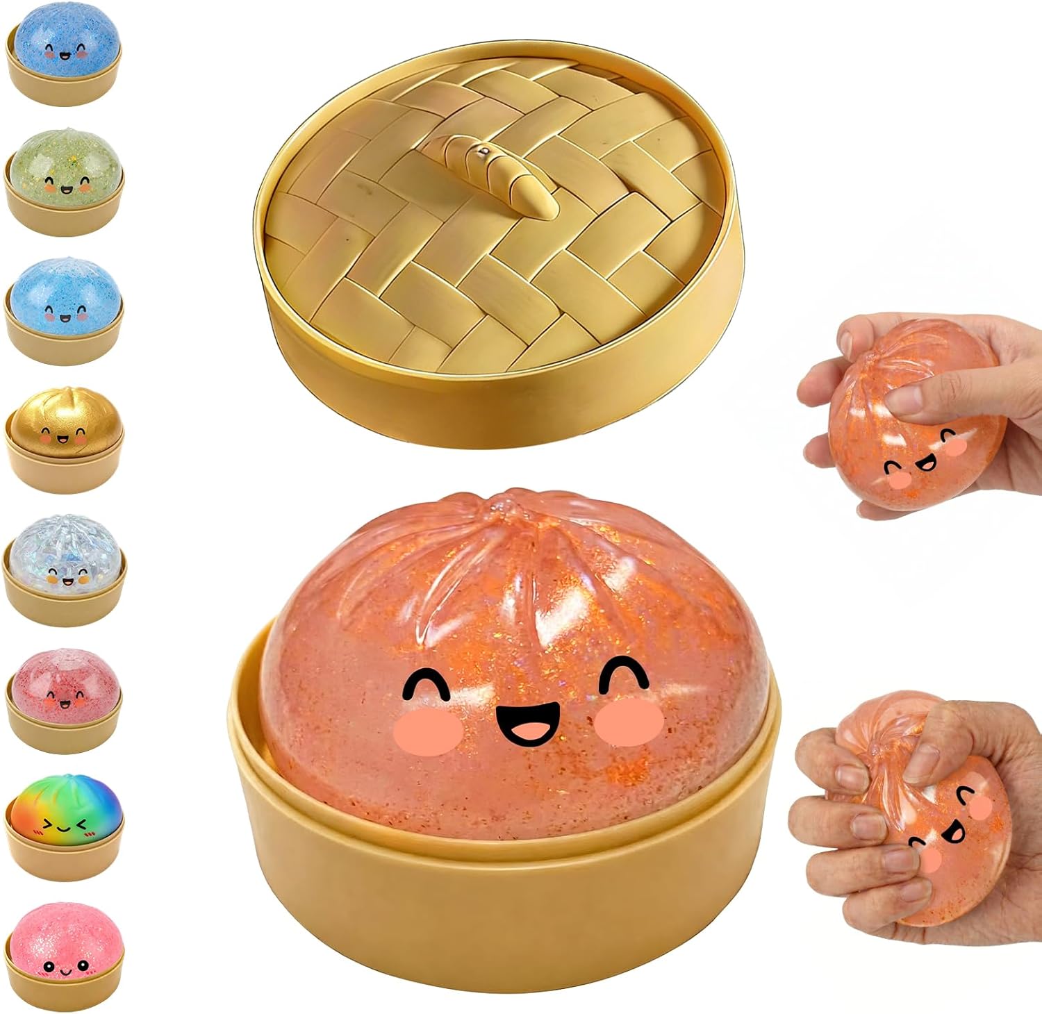Glitter Dumpling Squishy with Steamer Box