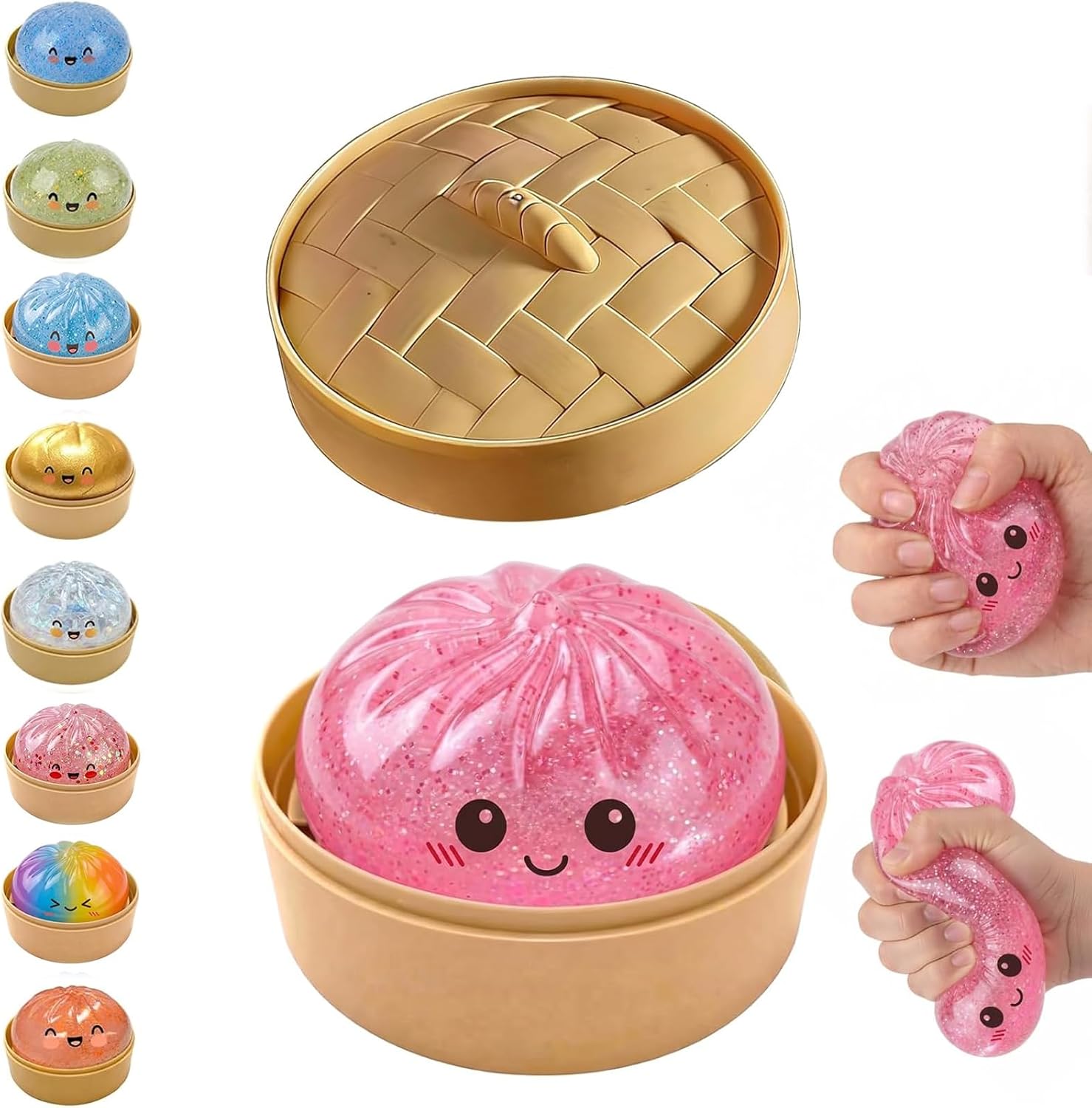 Glitter Dumpling Squishy with Steamer Box