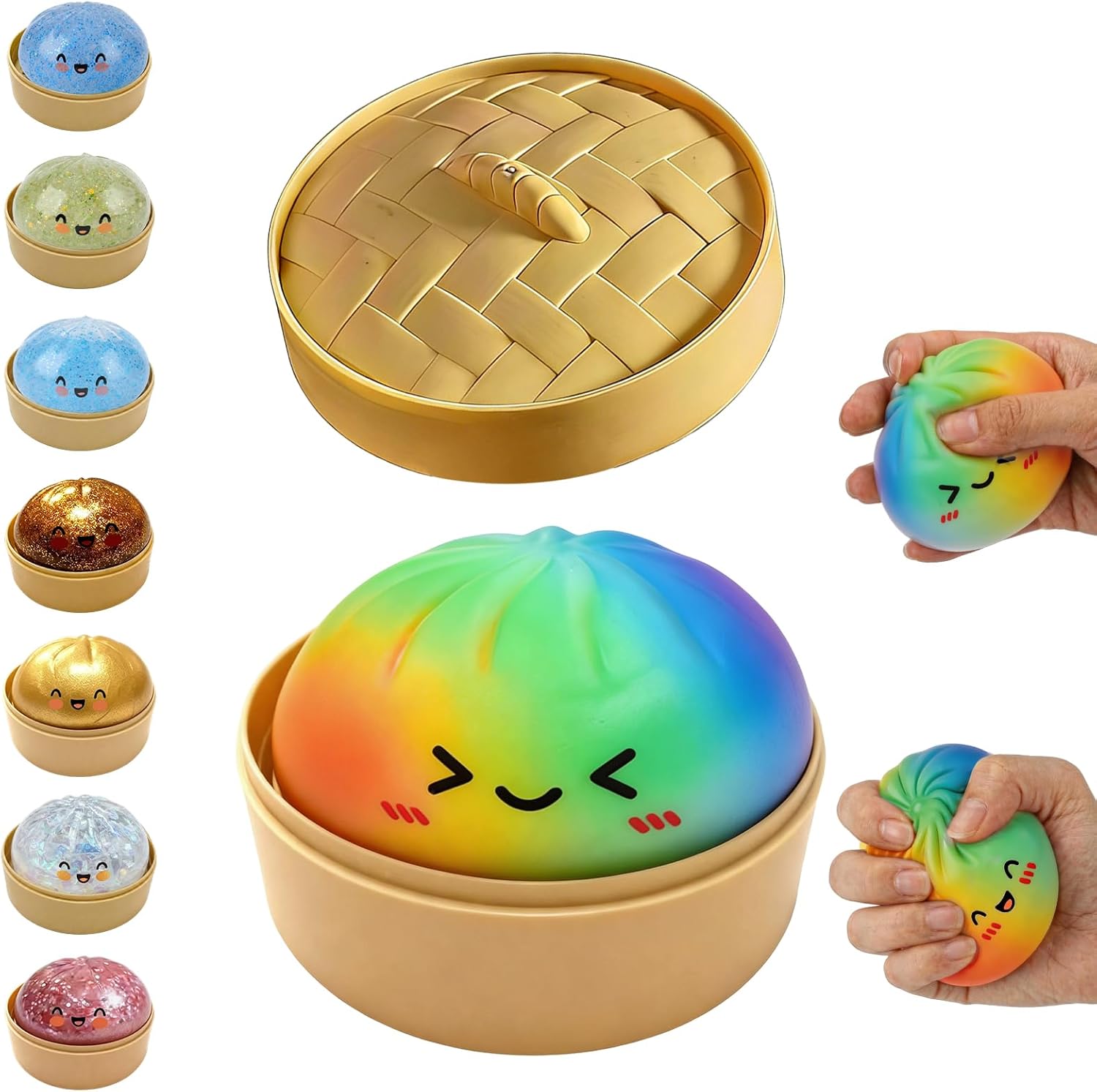 Glitter Dumpling Squishy with Steamer Box