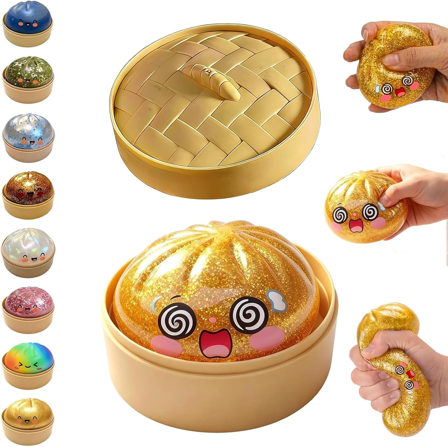 Glitter Dumpling Squishy with Steamer Box