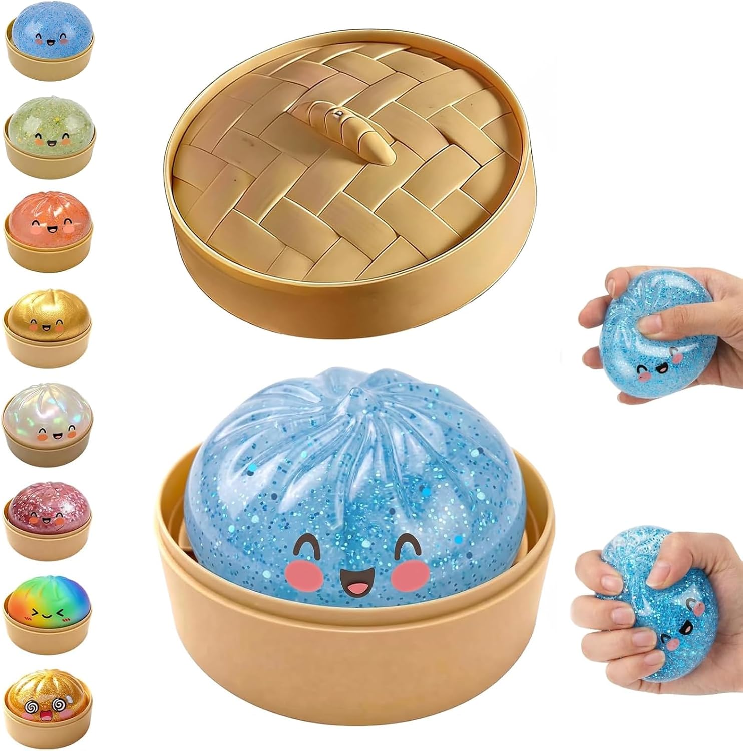 Glitter Dumpling Squishy with Steamer Box