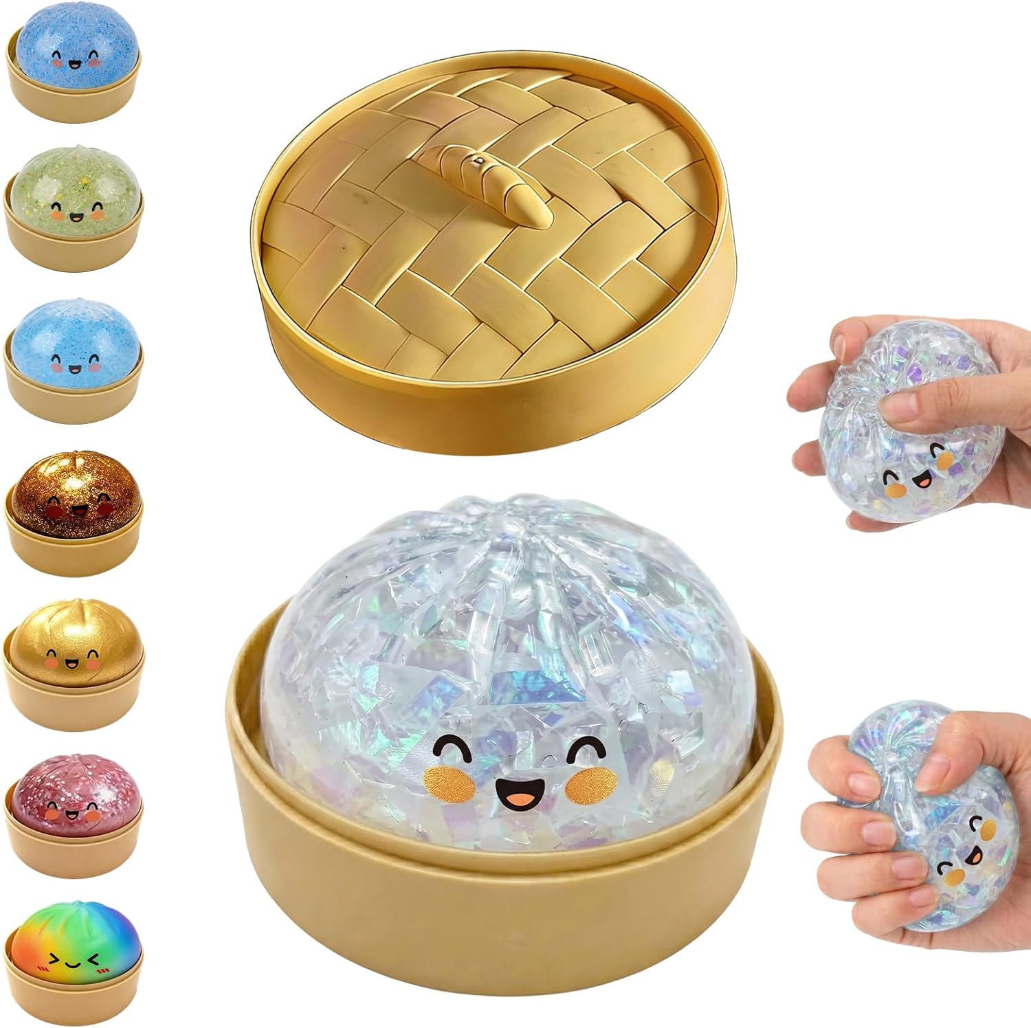 Glitter Dumpling Squishy with Steamer Box