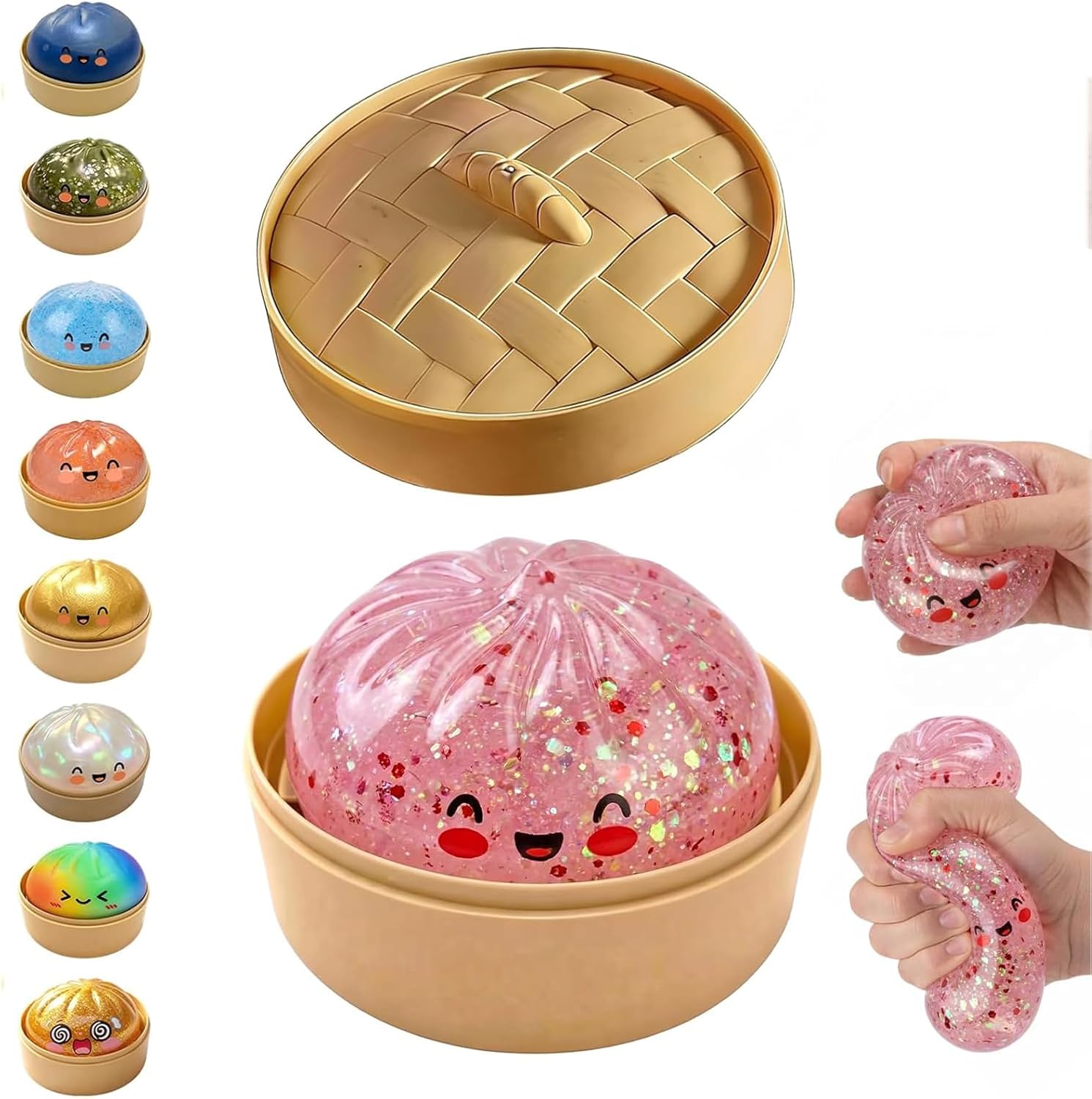 Glitter Dumpling Squishy with Steamer Box