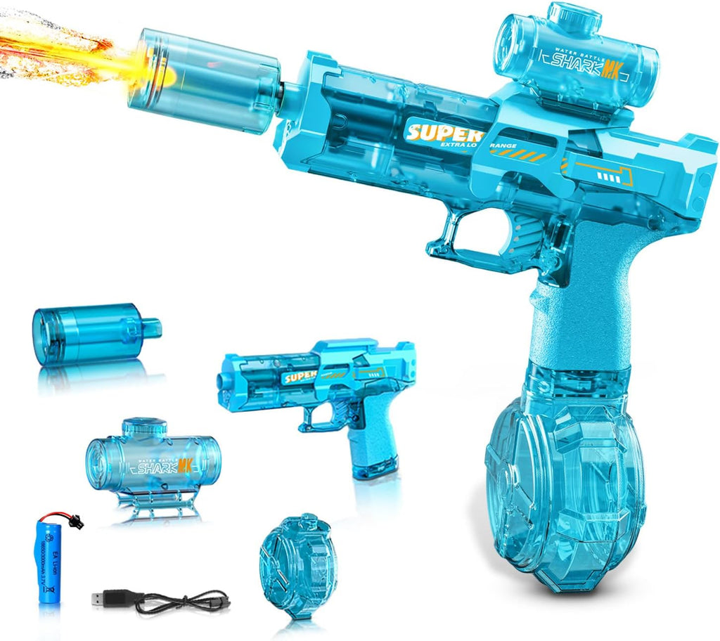 🔥Full Auto Electric Water Gun – 28-32 FT Range, Perfect for Pool, Beach & Outdoor Fun!