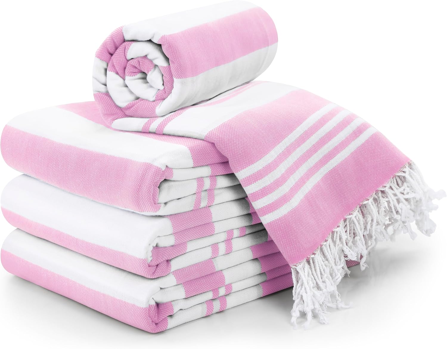 🔥summer sale 🔥Utopia 4-Pack Turkish Beach Towel – 100% Cotton, Quick Dry – Pink (40"x72")