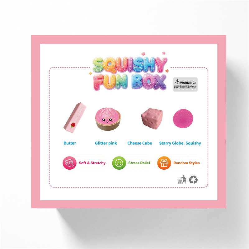 4-Pack Soft Squishy Toys, Mixed Slow & Fast Rebound Silicone Toys, Assorted Styles