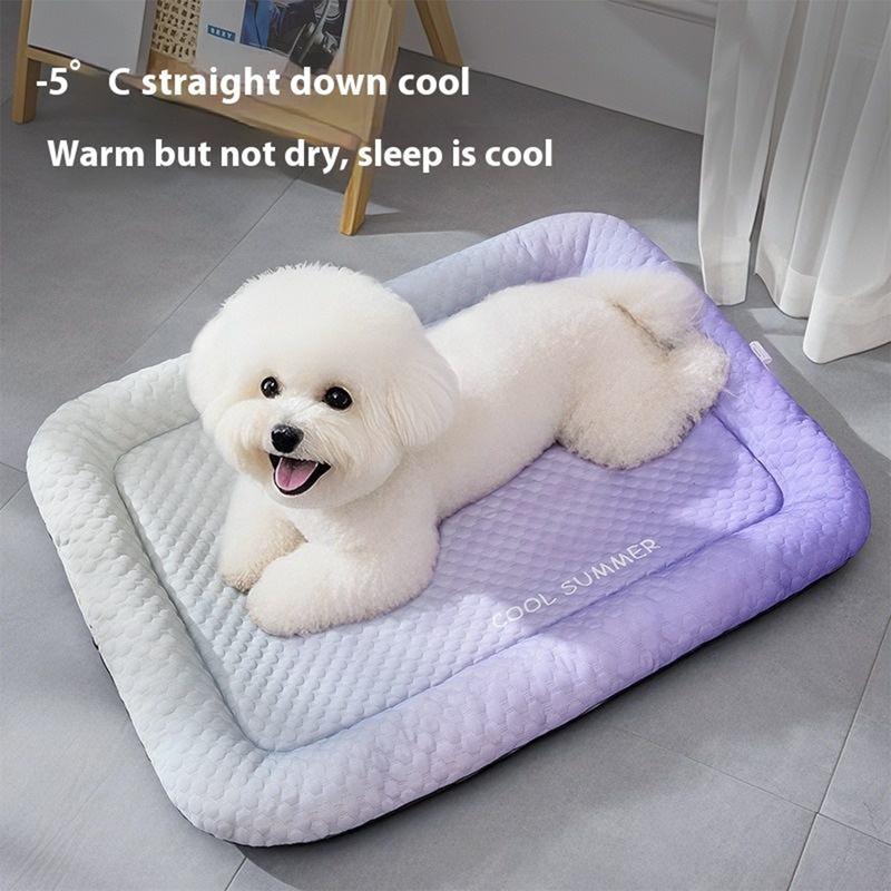 Pet Cooling Pad Mat for Dogs and Cats - Ice Silk Summer Cool Bed Blanket in Gradient Colours, Breathable Soft Sleeping Cushion for Indoor Floors Sofas and Car Travel Washable Multiple Sizes Available.
