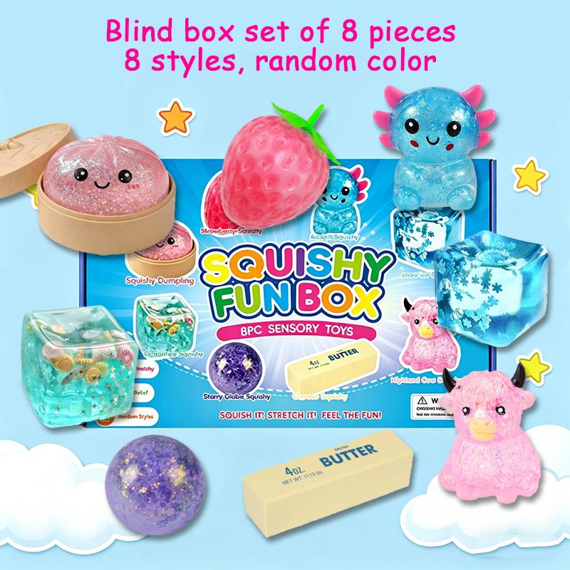 8-piece Squishy Set– Kawaii Stress Relief Fidget Toys, Malt Sugar Squishies