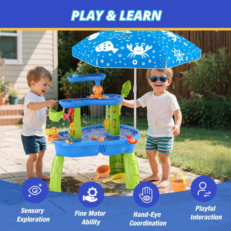 3-Tier Splash Tower Water Table – Safe, Sensory Fun for Toddlers (Indoor & Outdoor)