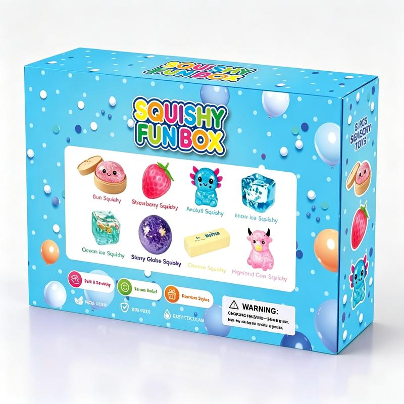 8-piece Squishy Set– Kawaii Stress Relief Fidget Toys, Malt Sugar Squishies