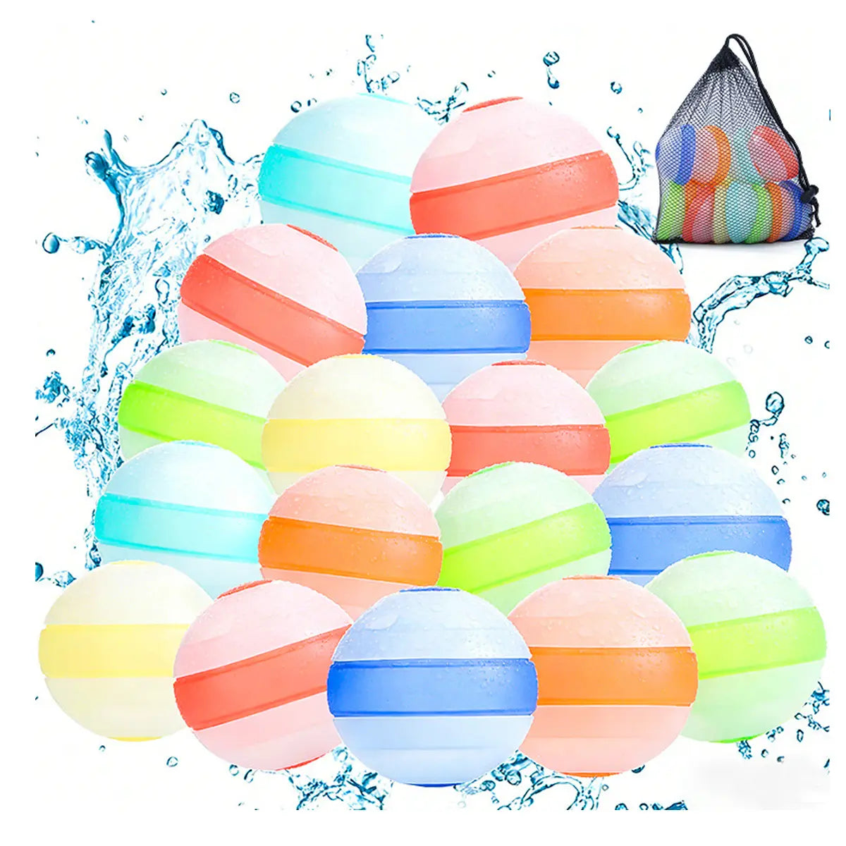 [Heatwave Essential]6pcs/12pcs/30pcs Reusable Silicone Water Balloons Set, # Silicone Mesh Water Ball Toy Quick Fill Splash Balls for Summer Heatwave, Outdoor Family Games, Pool Party and Beach Fun # water balloon